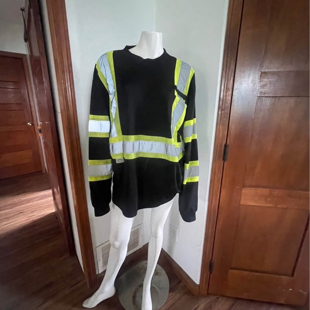 Men's Black and Yellow Safety Crewneck Sweater
